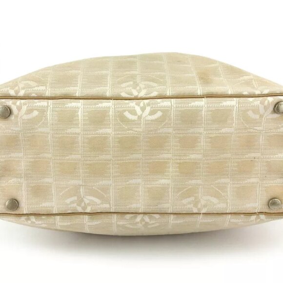CHANEL tote bag New Travel line beige nylon jacquard ?~ leather used T19138 - Picture 4 of 9